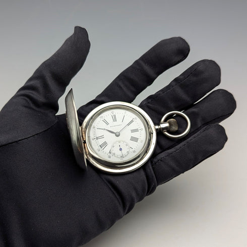 大約 1913 年古董 Billodes/Zenith 懷錶雕刻銀色側面獵人錶殼工作物品