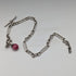 Circa 1900 British antique sterling silver Albert chain, 46g, sterling silver eagle & natural stone fob