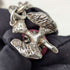 Circa 1900 British antique sterling silver Albert chain, 46g, sterling silver eagle & natural stone fob