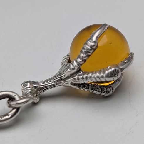 Circa 1920 British antique sterling silver Albert chain 30g claw and bowl fob