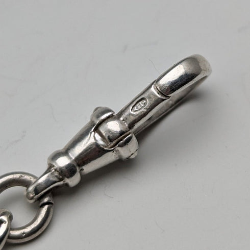 Circa 1920 British antique sterling silver Albert chain 30g claw and bowl fob