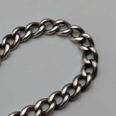 1900年頃 英国アンティーク 純銀製アルバートチェーン 33g ムーンストーンフォブ