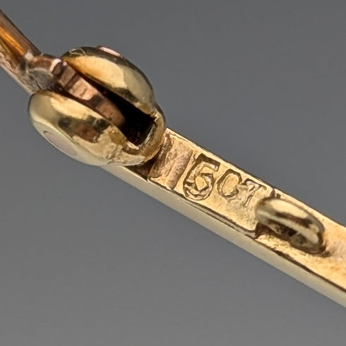 アンティーク 15ctゴールド製ブローチ ブルーストーン&パール ケース入