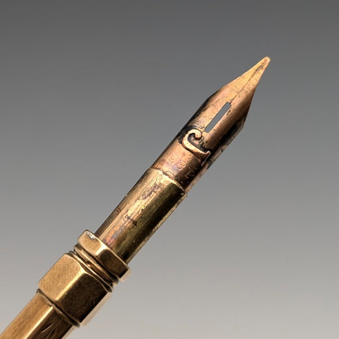 約 1900 年古董鍍金伸縮鉛筆和沾水筆