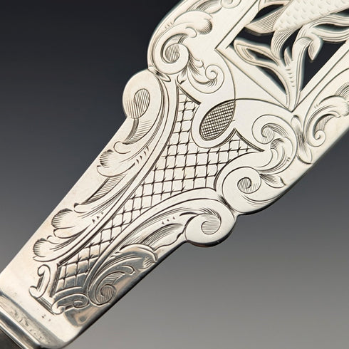 1850年 英国アンティーク 総純銀製 フィッシュサーバーペア 計370g HJ Lias&Son