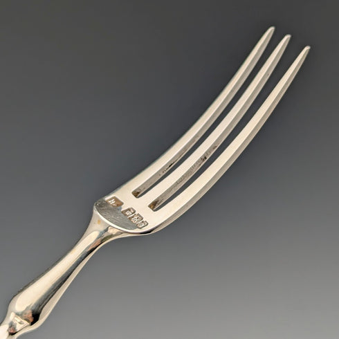 1900年 英国アンティーク 純銀ブレード 白蝶貝ハンドル デザートカトラリー6ペアセット Atkin Brothers