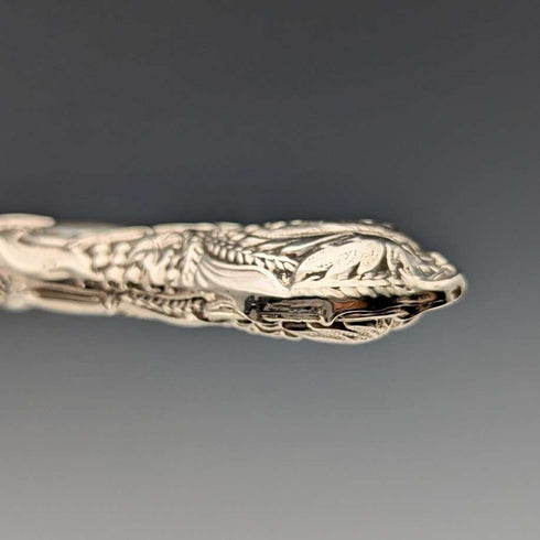 1840 British Antique Pure Silver Handle Fish Cutlery, 4 Pairs, William Sansom