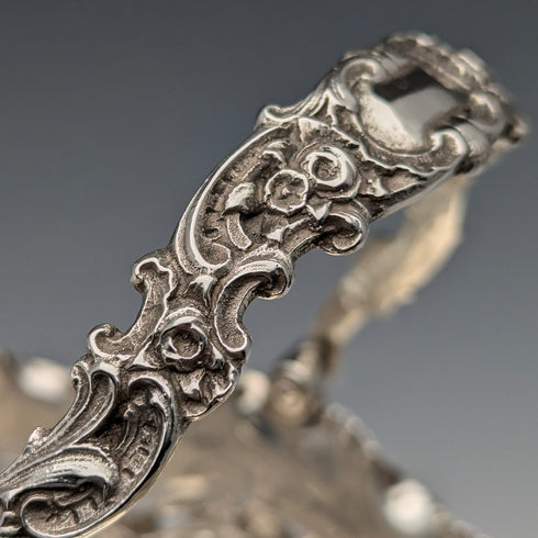 1896 年英國古董純銀耳環裝飾籃可移動手柄 159 克約翰圓形