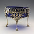 1880 British antique sterling silver footed dish pair with cobalt glass liner, Dobson & Sons
