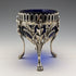 1880 British antique sterling silver footed dish pair with cobalt glass liner, Dobson & Sons