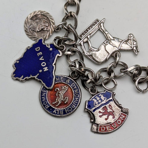 1970年代 英国ヴィンテージ 純銀製 チャームブレスレット 30g