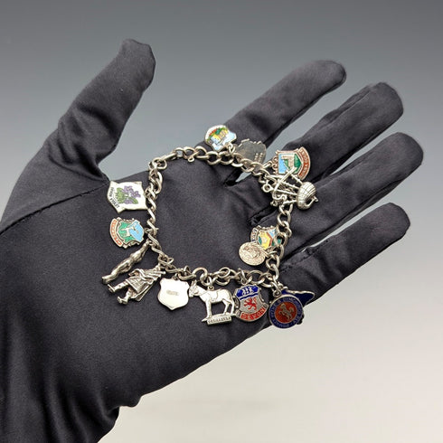 1970年代 英国ヴィンテージ 純銀製 チャームブレスレット 30g