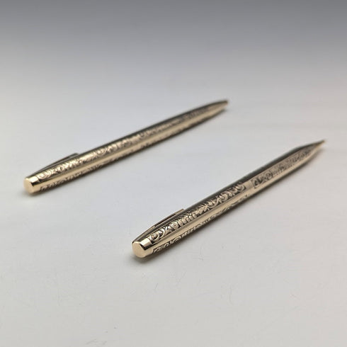 美國復古 Schafer K12 鍍金自動鉛筆/原子筆套裝附盒