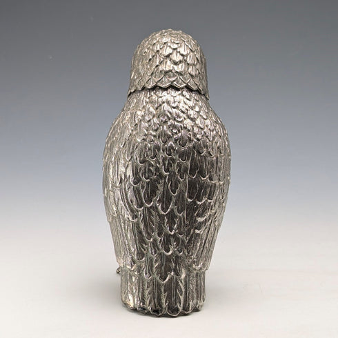 Vintage British silver plate owl shaped sugar shaker by Corbell