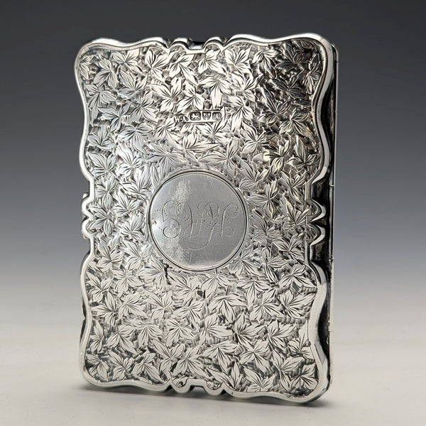 1901年 英国アンティーク 純銀製 両開き型カードケース 103g William Aitken