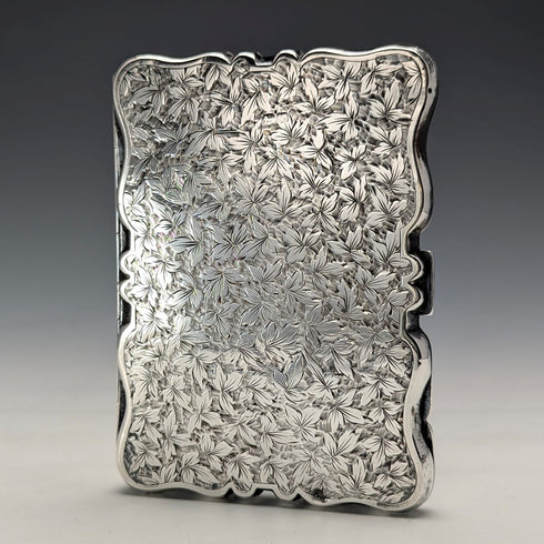 1901 British antique sterling silver double door card case 103g William Aitken