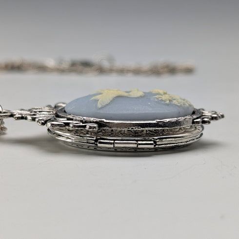 ヴィンテージ ハミングバード カメオ ロケットペンダント ネックレス