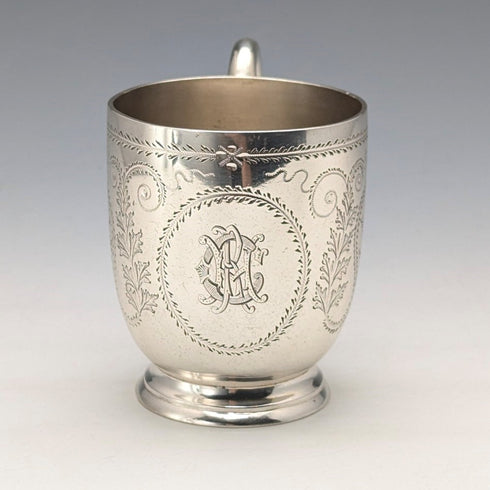 1868年 英国アンティーク 純銀製 マグカップ 135g Arthur Sibley