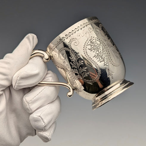 1868年 英国アンティーク 純銀製 マグカップ 135g Arthur Sibley