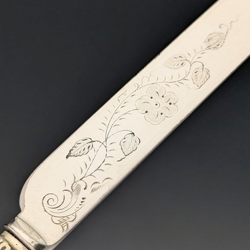 1882 年英國古董鍍銀餐具 6 對套裝雕刻刀片埃爾金頓