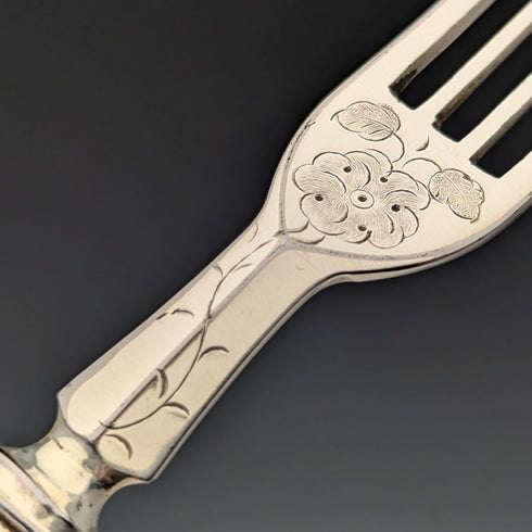 1882 年英國古董鍍銀餐具 6 對套裝雕刻刀片埃爾金頓