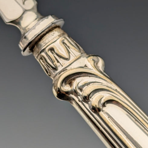 1882 年英國古董鍍銀餐具 6 對套裝雕刻刀片埃爾金頓