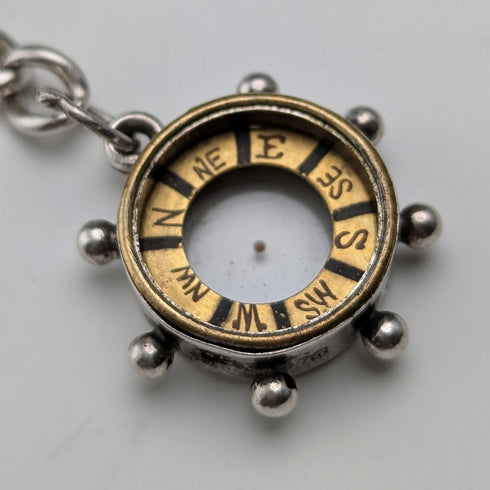 1900年頃 英国アンティーク 純銀製アルバートチェーン 25g 純銀コンパス型フォブ