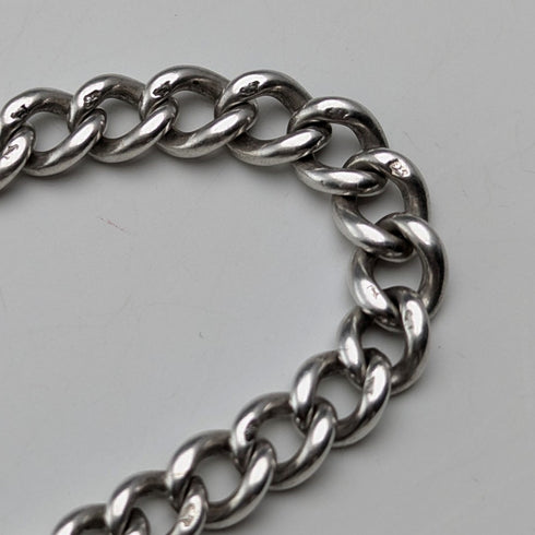 1900年頃 英国アンティーク 純銀製アルバートチェーン 25g 純銀コンパス型フォブ