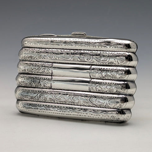 1905 British antique sterling silver cigarette case 60g Samuel M Levi