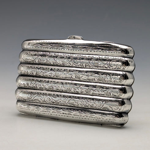 1905 British antique sterling silver cigarette case 60g Samuel M Levi