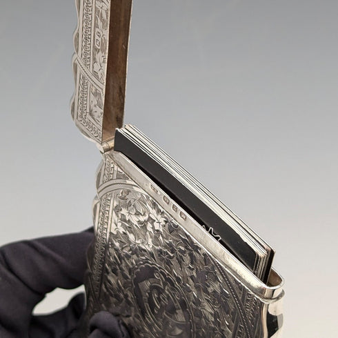 1897 British antique sterling silver card case 66g George Randle