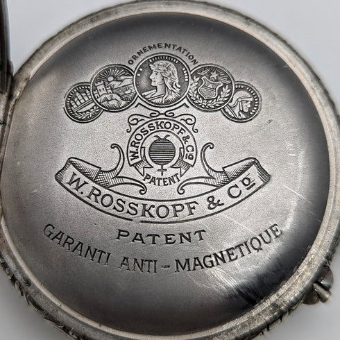 Antique ROSSKOPF pocket watch, circa 1900, 55mm diameter, railway watch, functional.