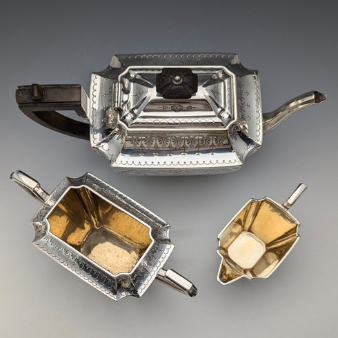 英國古董鍍銀茶具,約1894年,三件套,Atkin Brothers出品