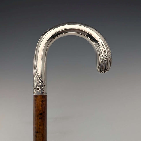約 1900 年古董男士 800 銀色彎柄手杖 90 厘米