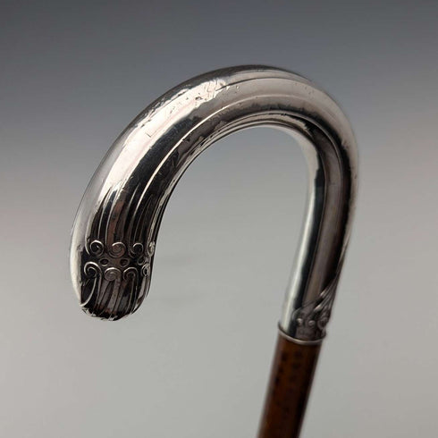約 1900 年古董男士 800 銀色彎柄手杖 90 厘米