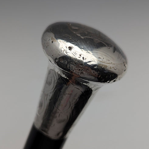 【取置中】1907年 英国アンティーク 紳士用 純銀製 丸ハンドル ステッキ 杖 92cm