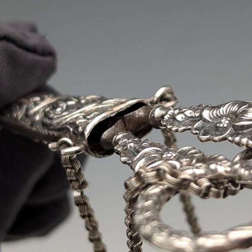 Antique early 19th century sterling silver chatelaine sewing scissors with case
