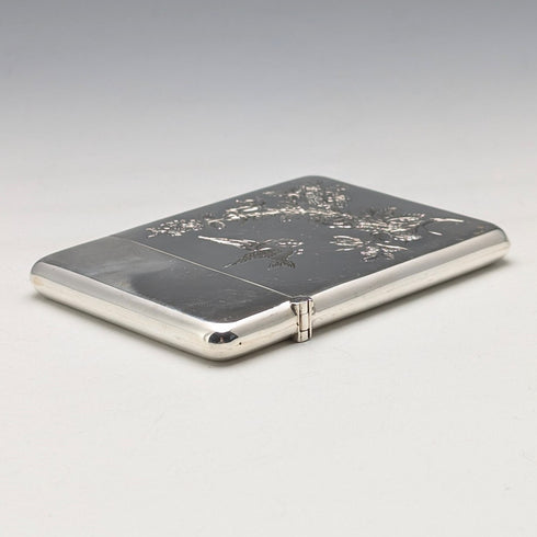 1897年 英国アンティーク 純銀製 カードケース ジャポニズム装飾 75g Mappin & Webb
