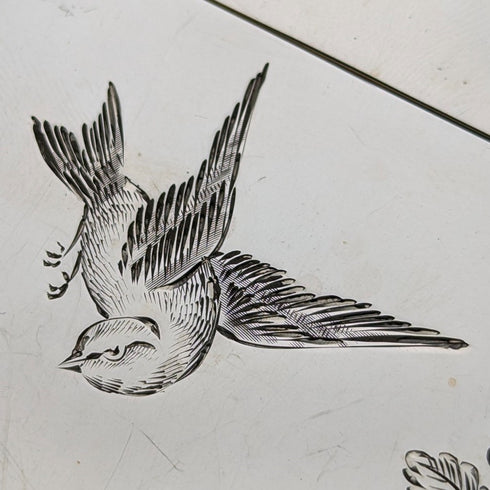 1897年 英国アンティーク 純銀製 カードケース ジャポニズム装飾 75g Mappin & Webb