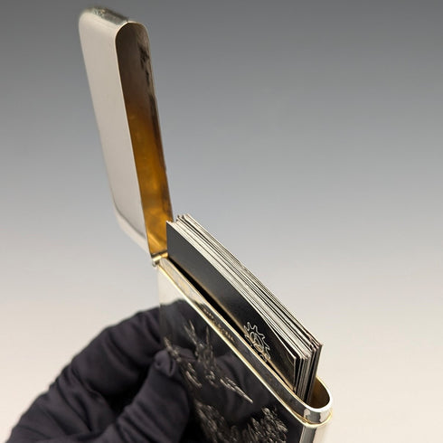 1897年 英国アンティーク 純銀製 カードケース ジャポニズム装飾 75g Mappin & Webb