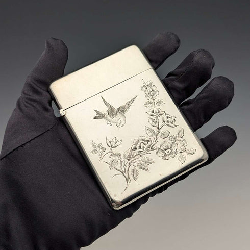 1897 年英國古董純銀卡包日本風格裝飾 75 克 Mappin & Webb
