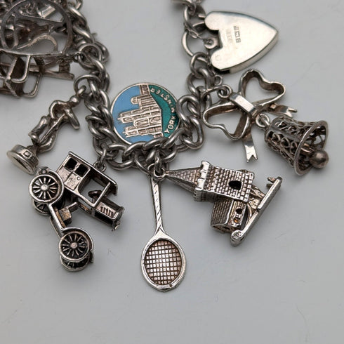 1970 英國復古純銀吊飾手鍊 78 克 D&BS