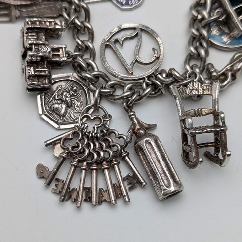 1970 英國復古純銀吊飾手鍊 78 克 D&BS