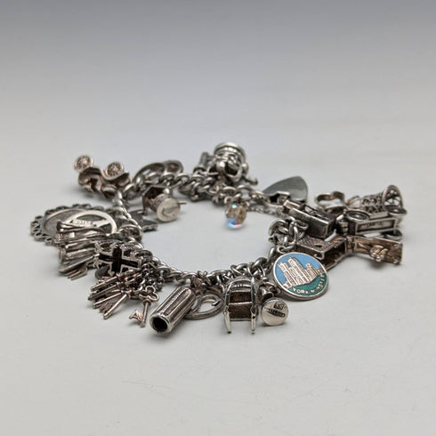 1970 英國復古純銀吊飾手鍊 78 克 D&BS