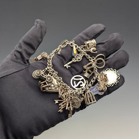 1970 英國復古純銀吊飾手鍊 78 克 D&BS