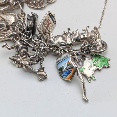 1970年代 英国ヴィンテージ 純銀製 チャームブレスレット 95g