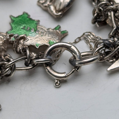 1970年代 英国ヴィンテージ 純銀製 チャームブレスレット 95g