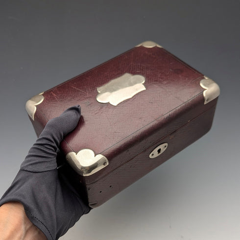 20 世紀初英國古董皮革首飾盒懷錶架