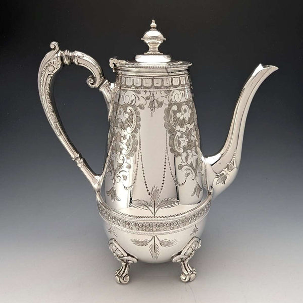 1870年頃 英国アンティーク シルバープレート製 コーヒーポット Philip Ashberry