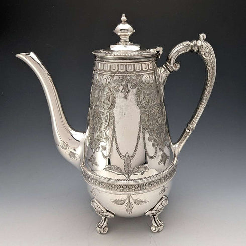 1870年頃 英国アンティーク シルバープレート製 コーヒーポット Philip Ashberry
